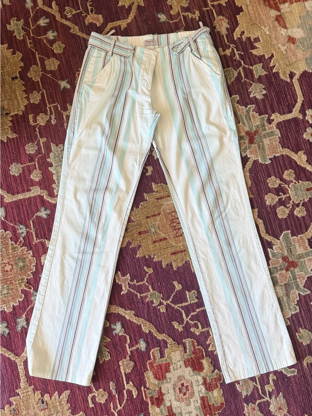 T!NAR Romanian/European brand White w/ stripes - stylish light cotton pant